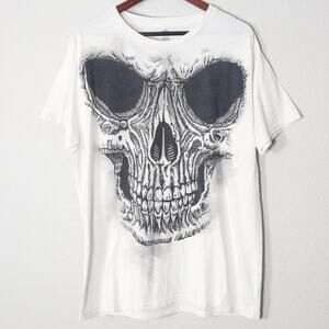 Way to Celebrate Skull Graphic T-Shirt Grunge Horrorcore Punk Streetwear White L